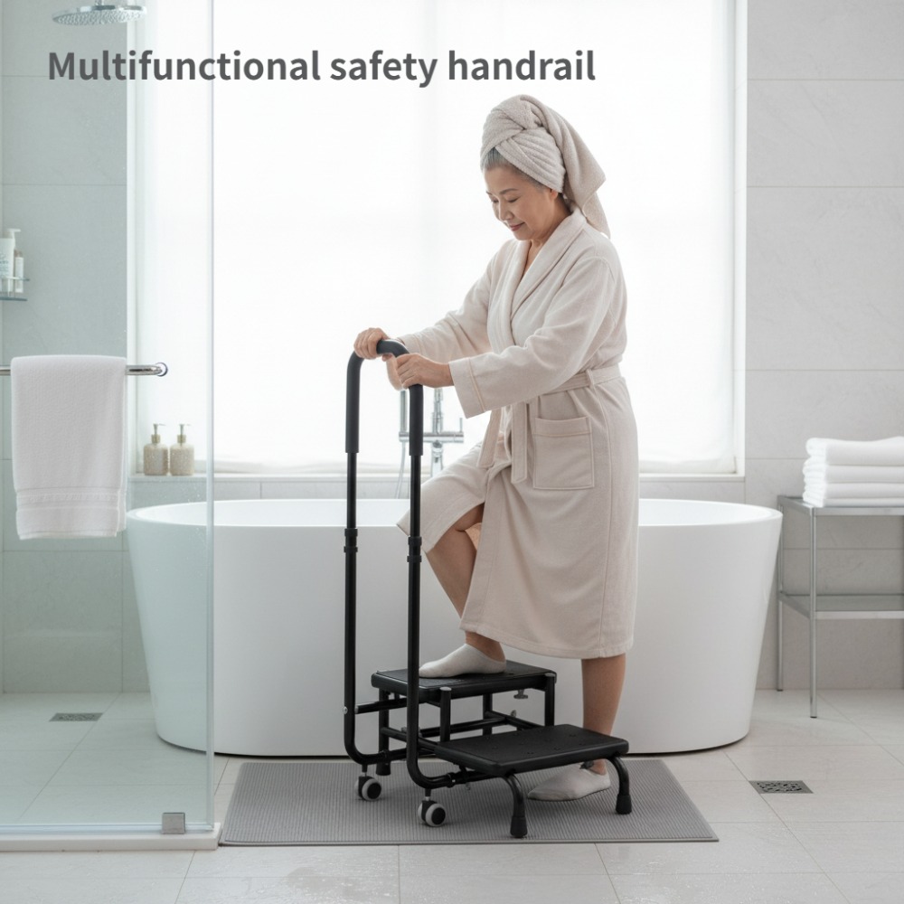 Furniture Hardware For Bed - 2-Step Stool with Handle for Elderly
